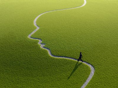 Figure on face shape path, artwork