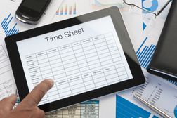 Online timesheet form on a digital tablet