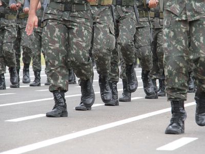 Soldiers marching