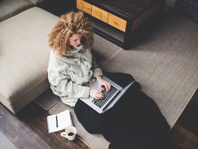 writer working at home on computer
