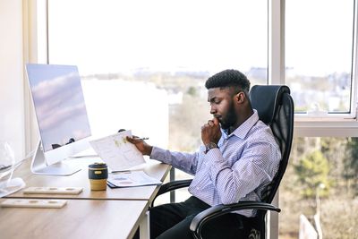 businessman working on computer in his office