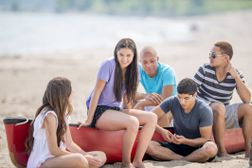 Teens with canoe