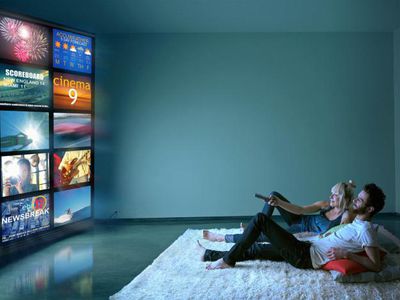 A couple watching TV