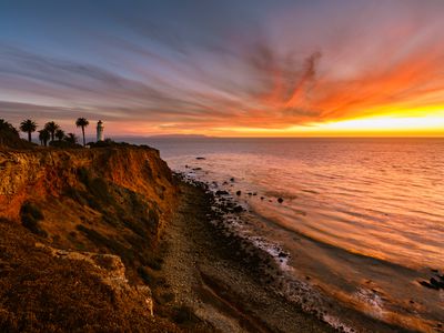 Sunset on a cliff in California