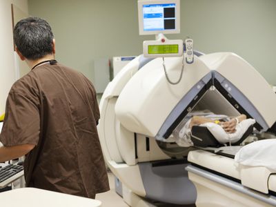 Radiologists prepares open mri scan