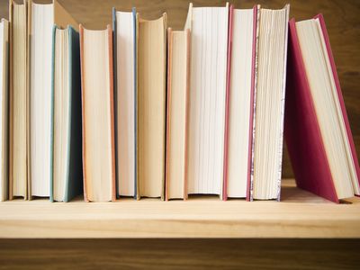 Row of books on shelf