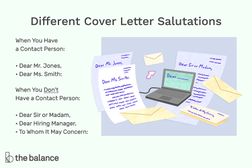 This illustration shows different cover letter salutations including