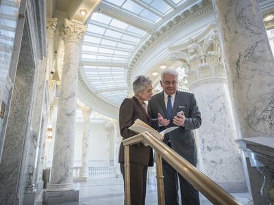Senators Talking in Capitol.