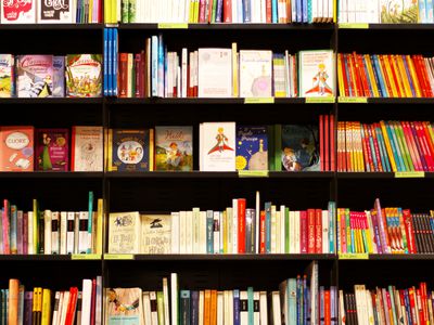 Books on shelves in bookstore