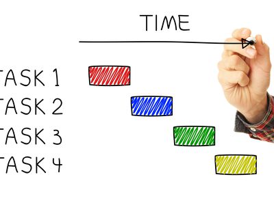 Project manager making a gant chart showing time and tasks