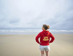 Lifeguard looking at the ocean