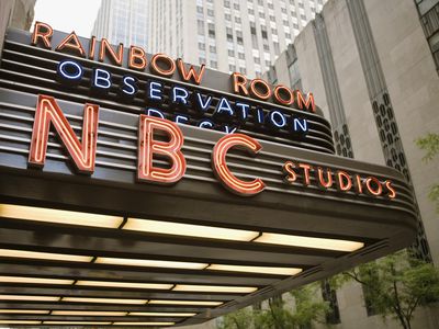 NBC Studios sign in Rockefeller Center, New York