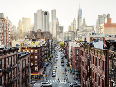 High angle view of Lower East Side Manhattan Downtown, New York City, USA