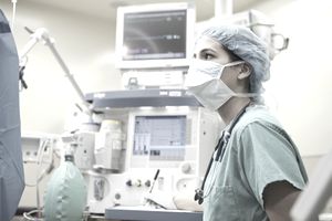 Anesthesiologist in operating room