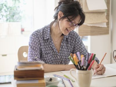 Woman writing a story