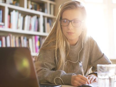 Woman working at laptop
