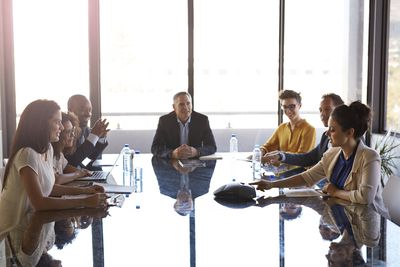 Businesspeople making conference call