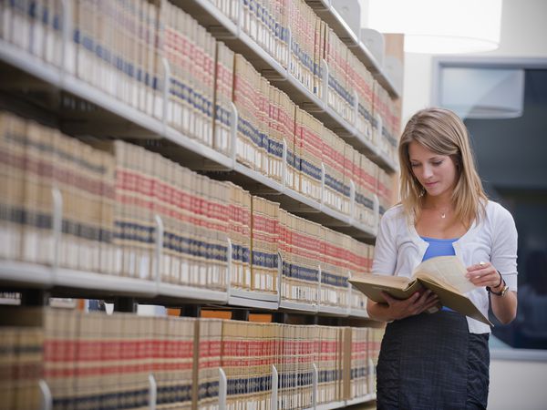 Young woman in law library