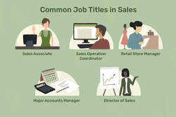 This illustration includes common job titles in sales including