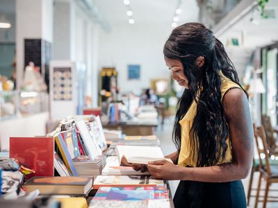 woman in a bookstore