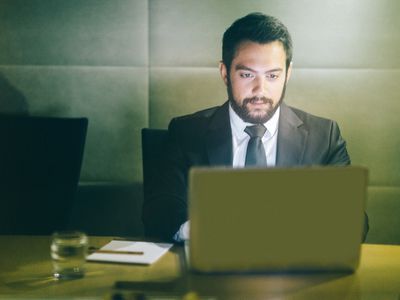 Lawyer working on computer after the hours