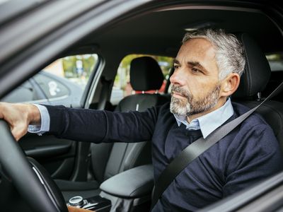Man driving car
