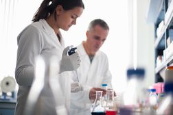 Medical scientists working in a laboratory