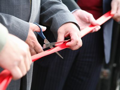 A ribbon cutting ceremony