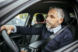 Man driving car