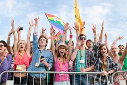 Young people cheering at festival
