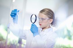 Kid dressed as scientist