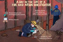 A day in the life of a fire and arson investigator: Responding to and investigating fire scenes, working closely with other law enforcement partners, identifying and collecting evidence, writing reports