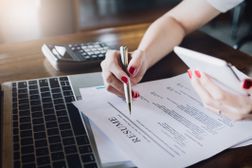 Woman reviewing resume
